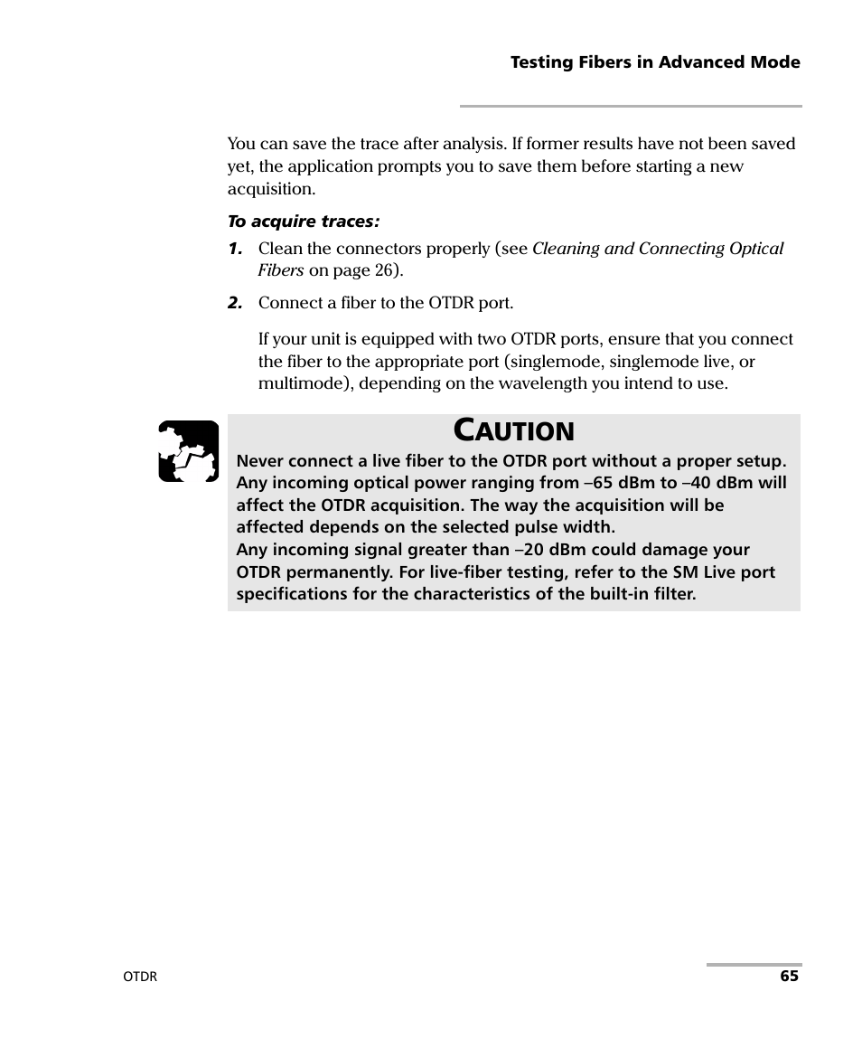 Aution | EXFO FTB-7000 OTDR Series for FTB-500 User Manual | Page 79 / 482