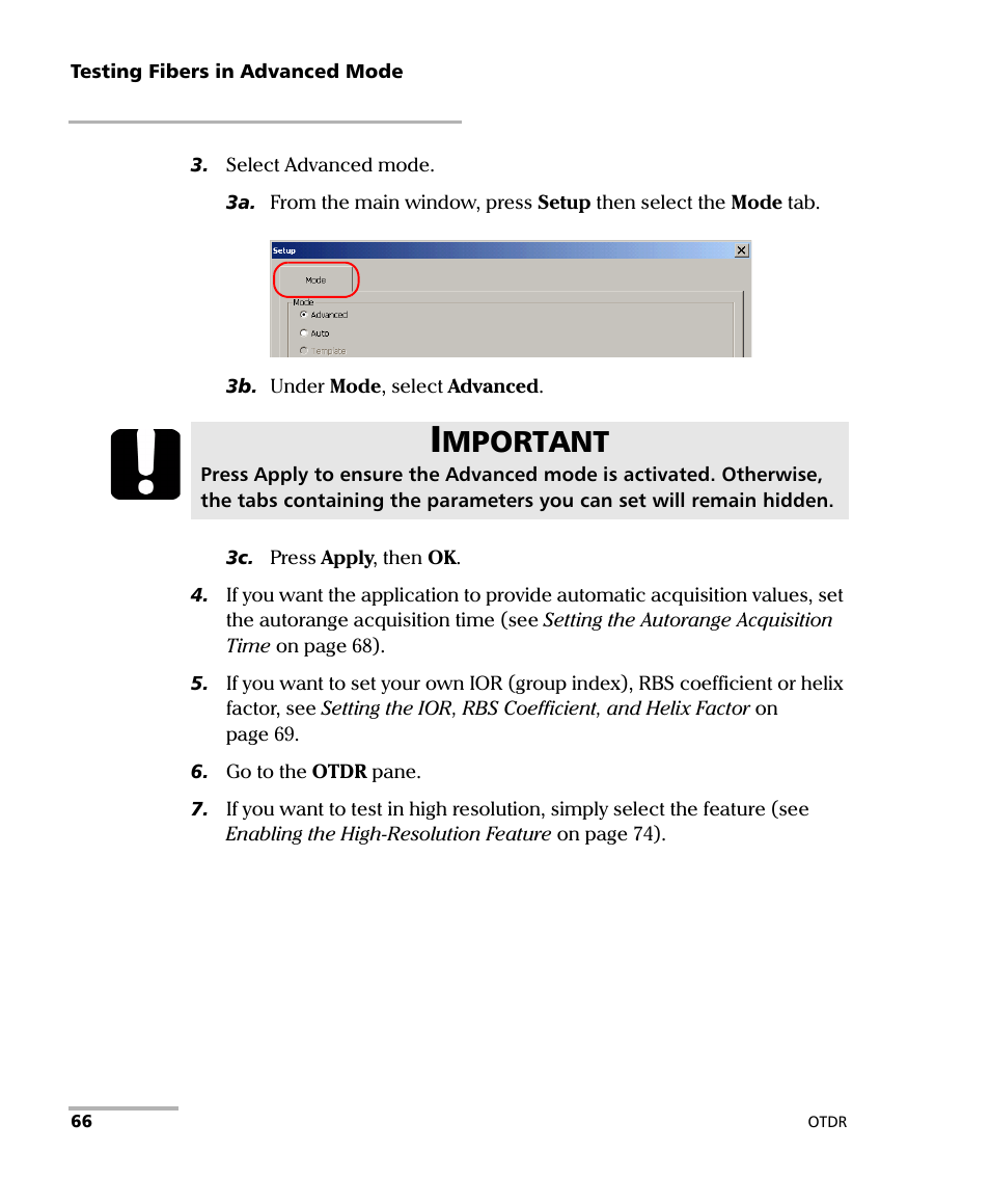 Mportant | EXFO FTB-7000 OTDR Series for FTB-500 User Manual | Page 80 / 482