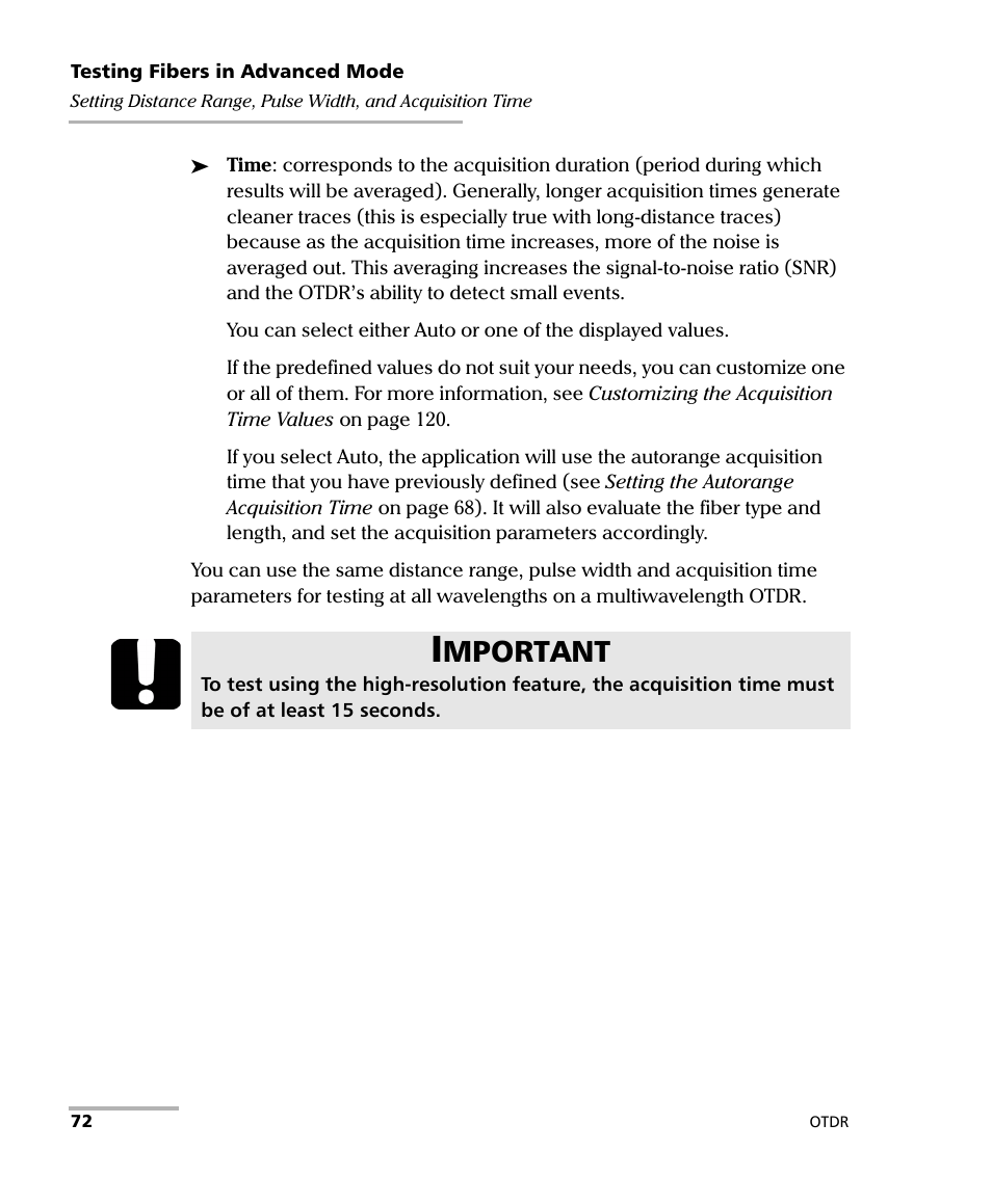 Mportant | EXFO FTB-7000 OTDR Series for FTB-500 User Manual | Page 86 / 482