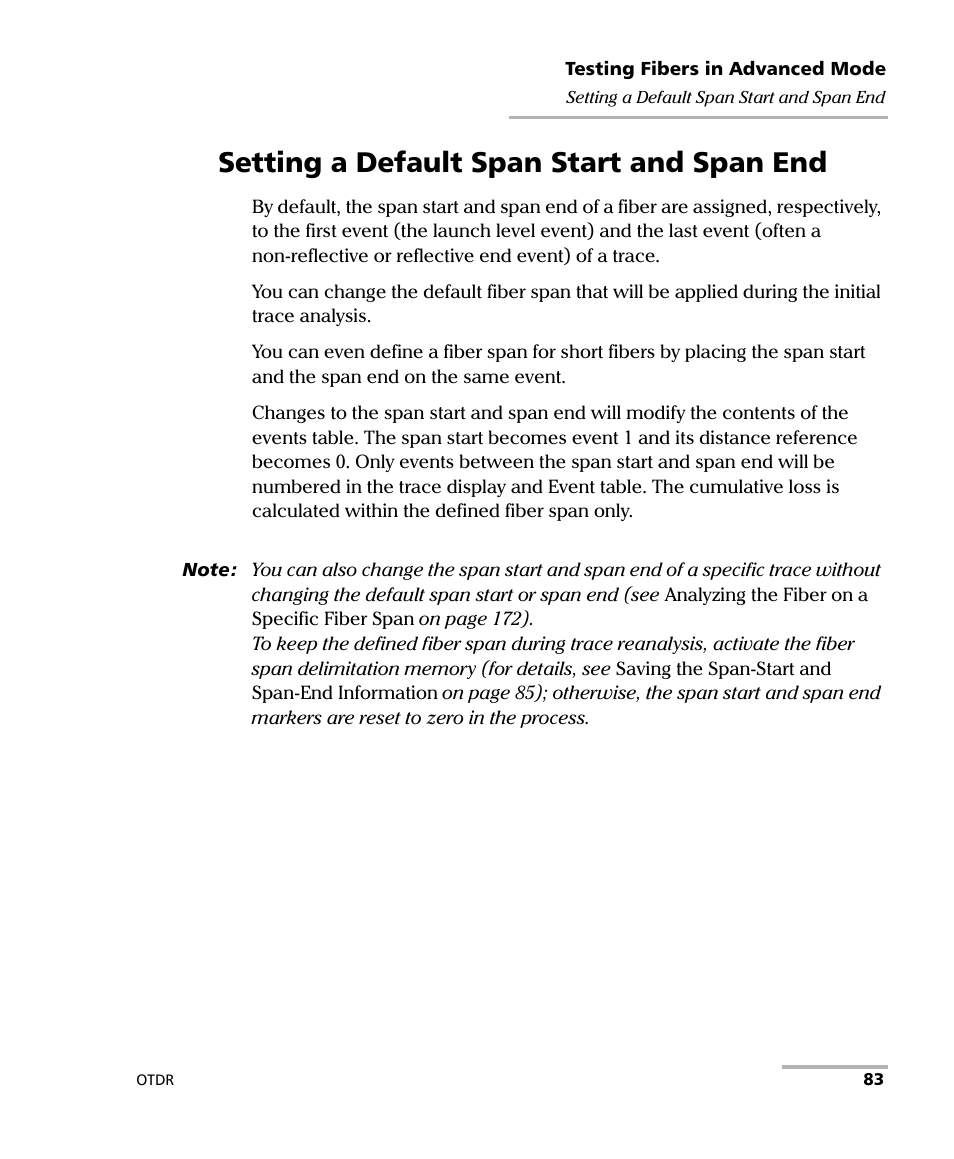 Setting a default span start and span end | EXFO FTB-7000 OTDR Series for FTB-500 User Manual | Page 97 / 482