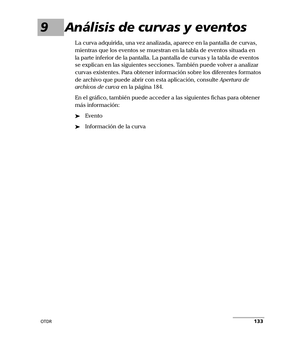 9 análisis de curvas y eventos, 9análisis de curvas y eventos | EXFO FTB-7000 OTDR Series for FTB-500 User Manual | Page 147 / 489