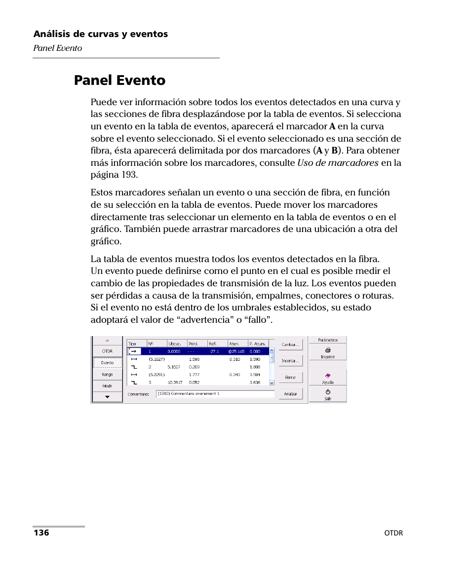 Panel evento | EXFO FTB-7000 OTDR Series for FTB-500 User Manual | Page 150 / 489