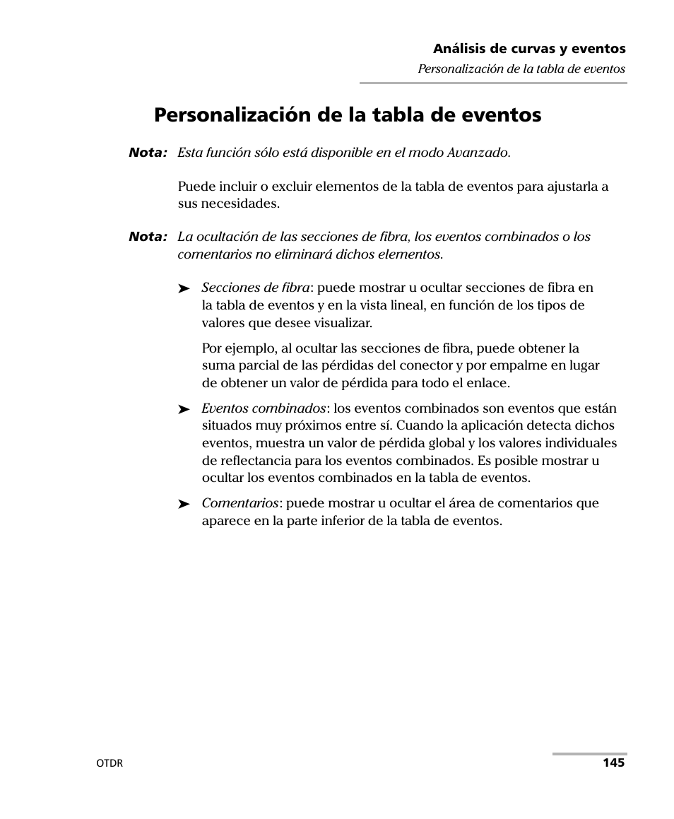 Personalización de la tabla de eventos | EXFO FTB-7000 OTDR Series for FTB-500 User Manual | Page 159 / 489