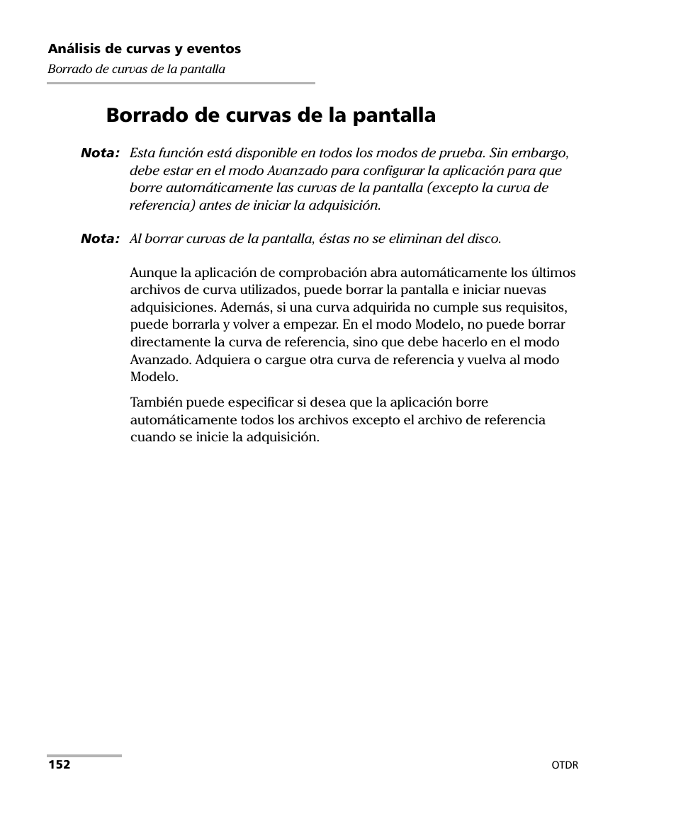 Borrado de curvas de la pantalla | EXFO FTB-7000 OTDR Series for FTB-500 User Manual | Page 166 / 489