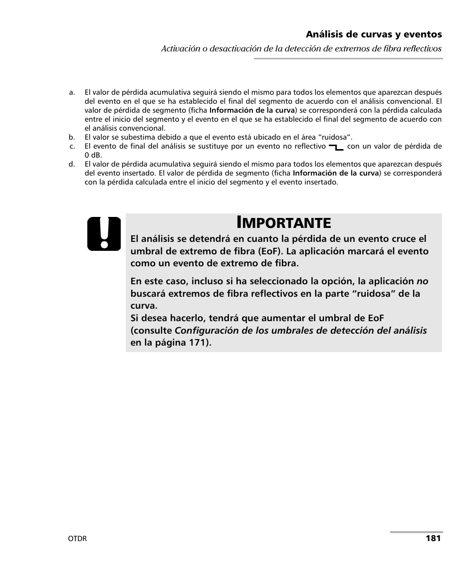 Mportante | EXFO FTB-7000 OTDR Series for FTB-500 User Manual | Page 195 / 489