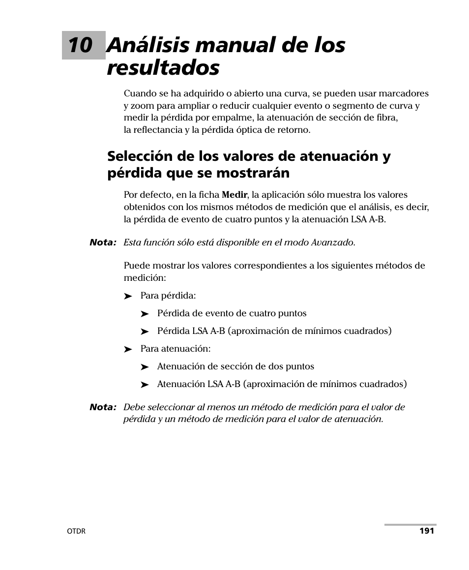 10 análisis manual de los resultados | EXFO FTB-7000 OTDR Series for FTB-500 User Manual | Page 205 / 489