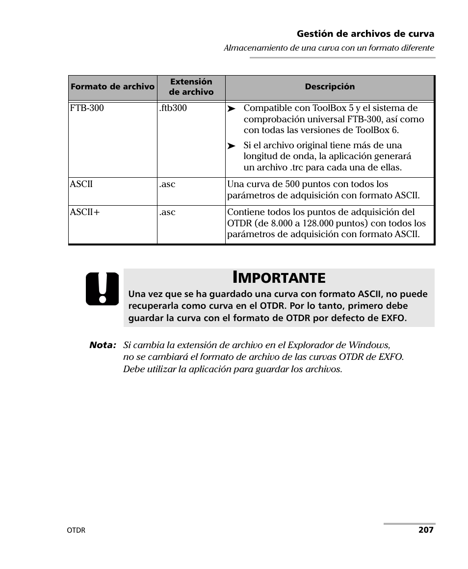 Mportante | EXFO FTB-7000 OTDR Series for FTB-500 User Manual | Page 221 / 489