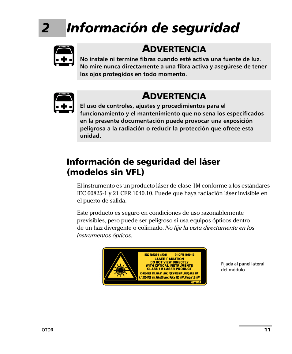 2 información de seguridad, 2información de seguridad | EXFO FTB-7000 OTDR Series for FTB-500 User Manual | Page 25 / 489