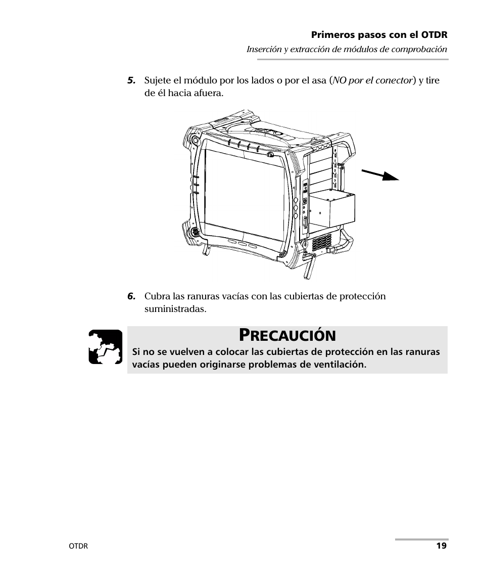 Recaución | EXFO FTB-7000 OTDR Series for FTB-500 User Manual | Page 33 / 489