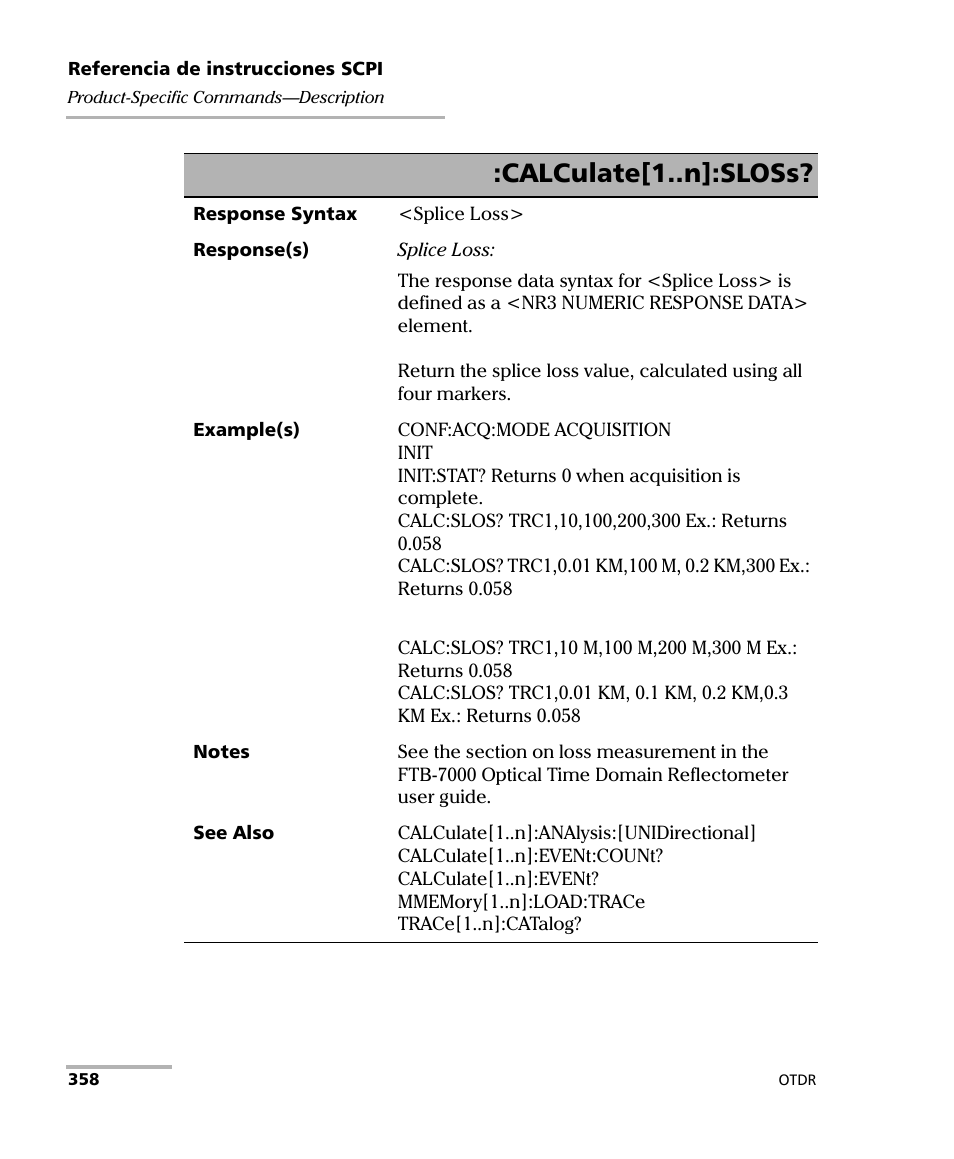 Calculate[1..n]:sloss | EXFO FTB-7000 OTDR Series for FTB-500 User Manual | Page 372 / 489