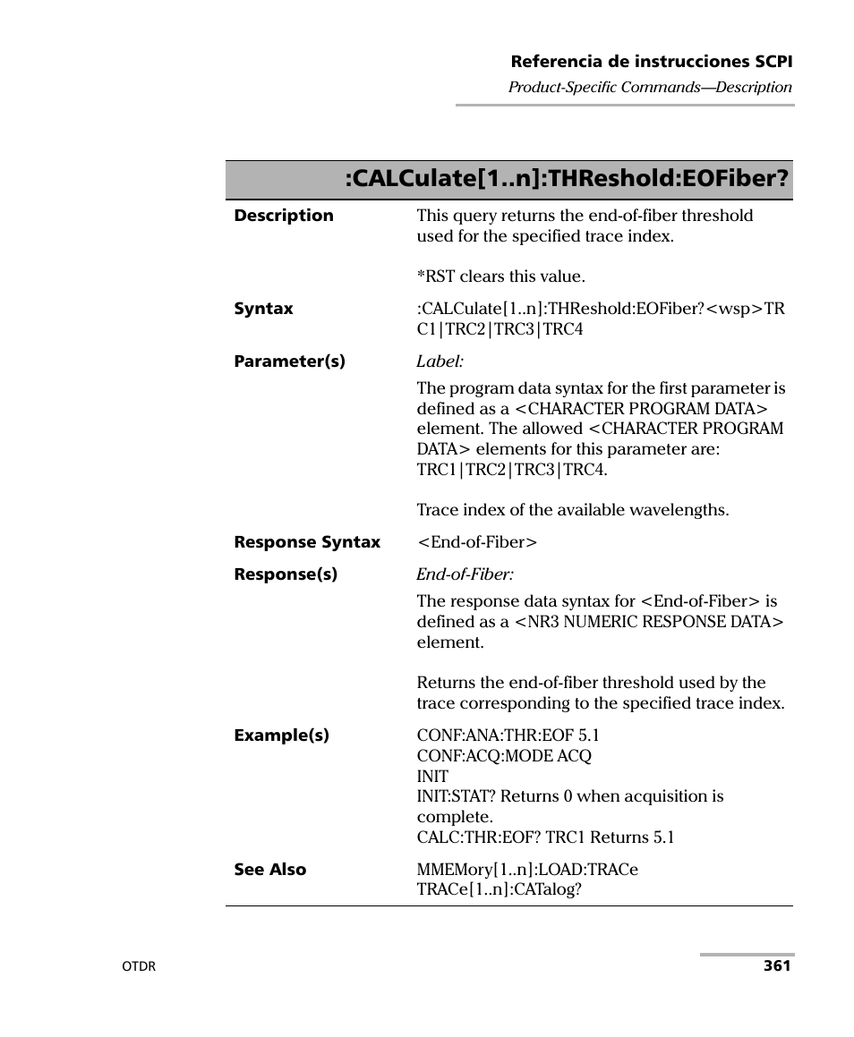 Calculate[1..n]:threshold:eofiber | EXFO FTB-7000 OTDR Series for FTB-500 User Manual | Page 375 / 489