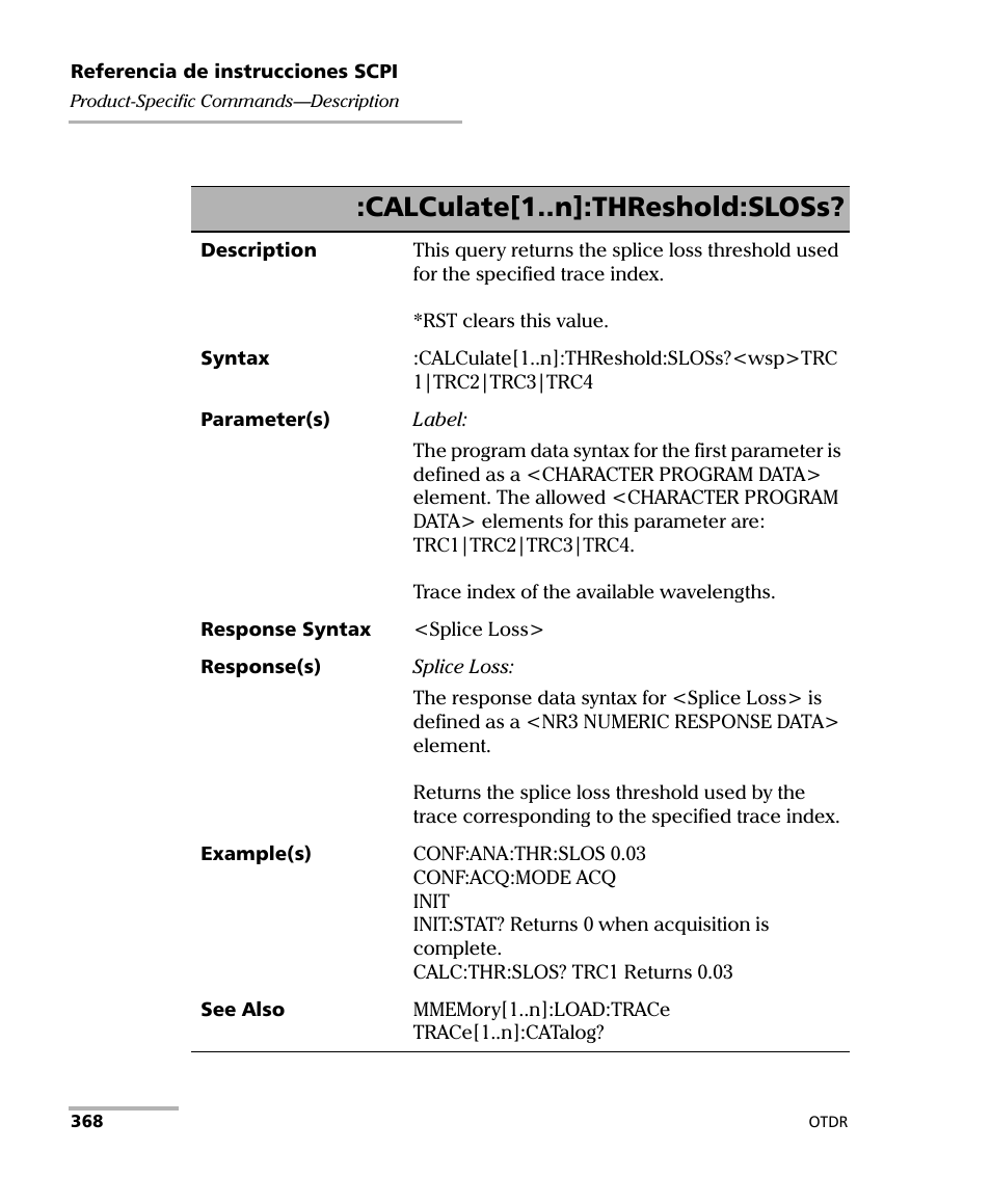 Calculate[1..n]:threshold:sloss | EXFO FTB-7000 OTDR Series for FTB-500 User Manual | Page 382 / 489