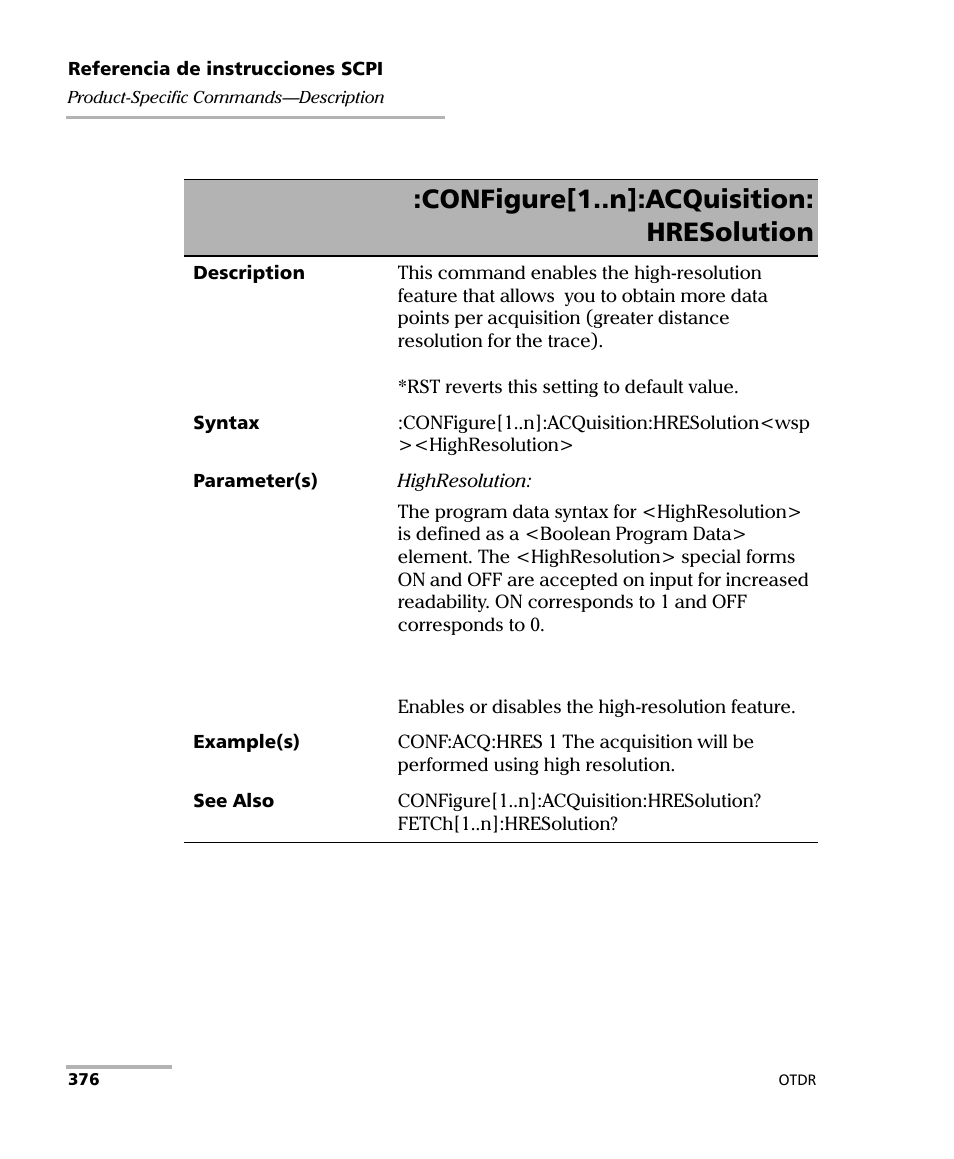 Configure[1..n]:acquisition: hresolution | EXFO FTB-7000 OTDR Series for FTB-500 User Manual | Page 390 / 489