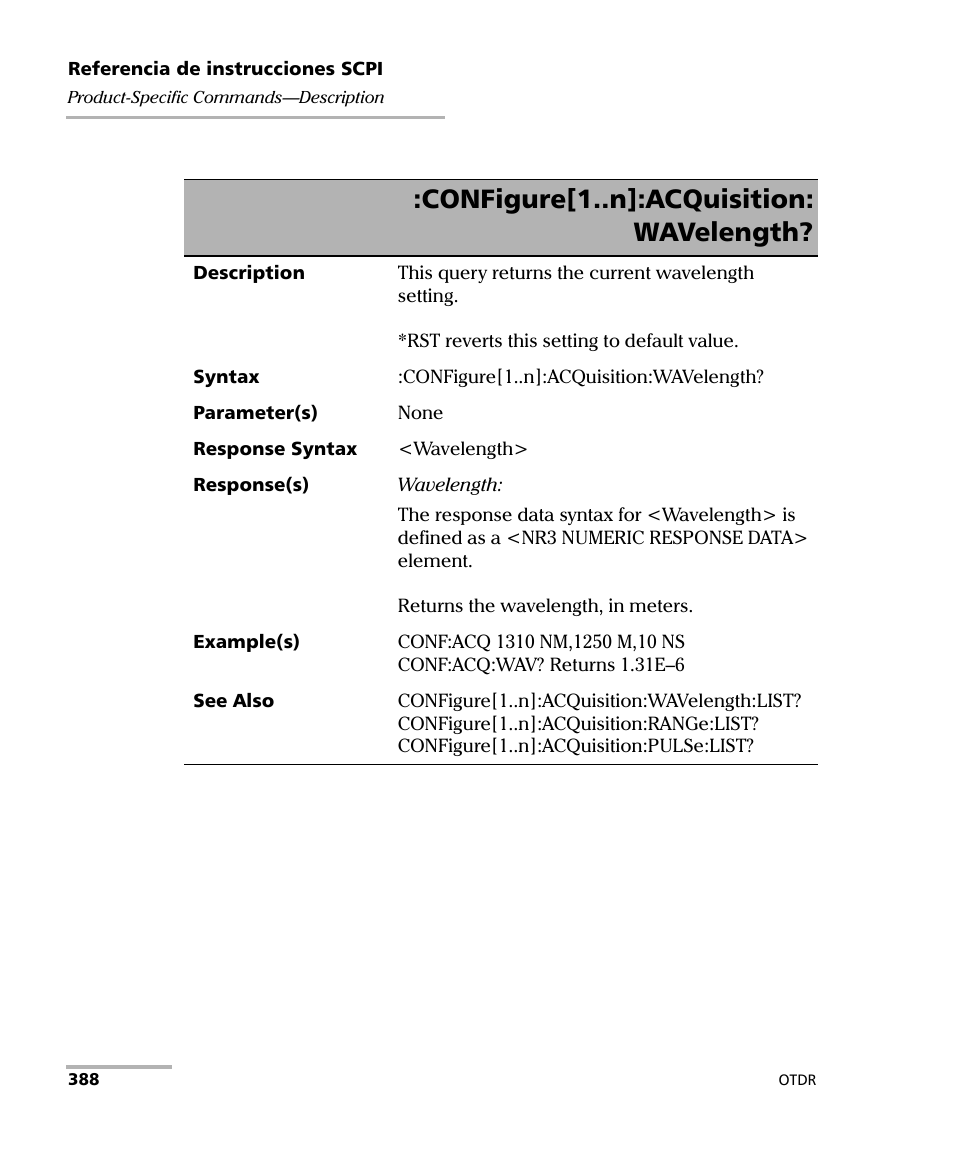 Configure[1..n]:acquisition: wavelength | EXFO FTB-7000 OTDR Series for FTB-500 User Manual | Page 402 / 489