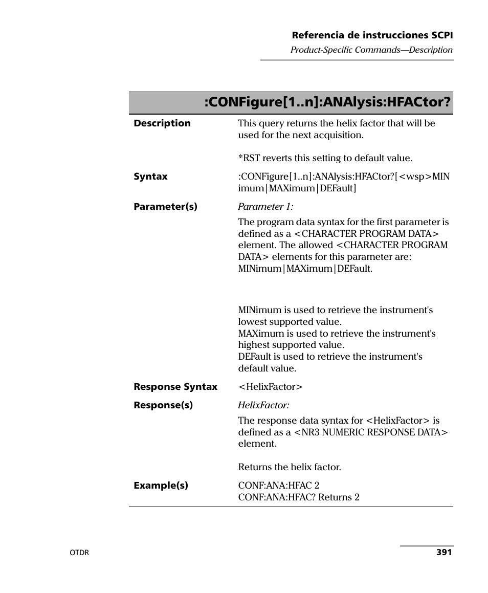 Configure[1..n]:analysis:hfactor | EXFO FTB-7000 OTDR Series for FTB-500 User Manual | Page 405 / 489