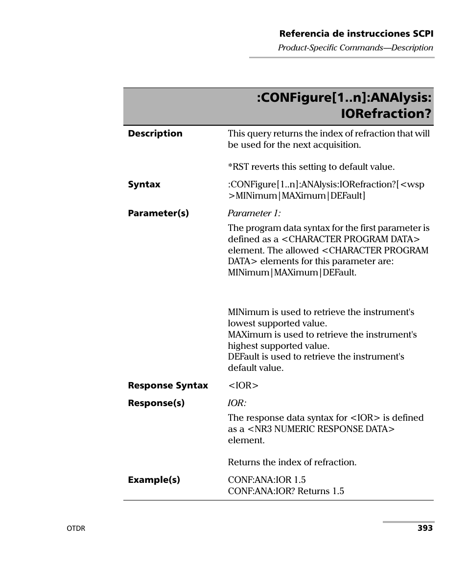 Configure[1..n]:analysis: iorefraction | EXFO FTB-7000 OTDR Series for FTB-500 User Manual | Page 407 / 489