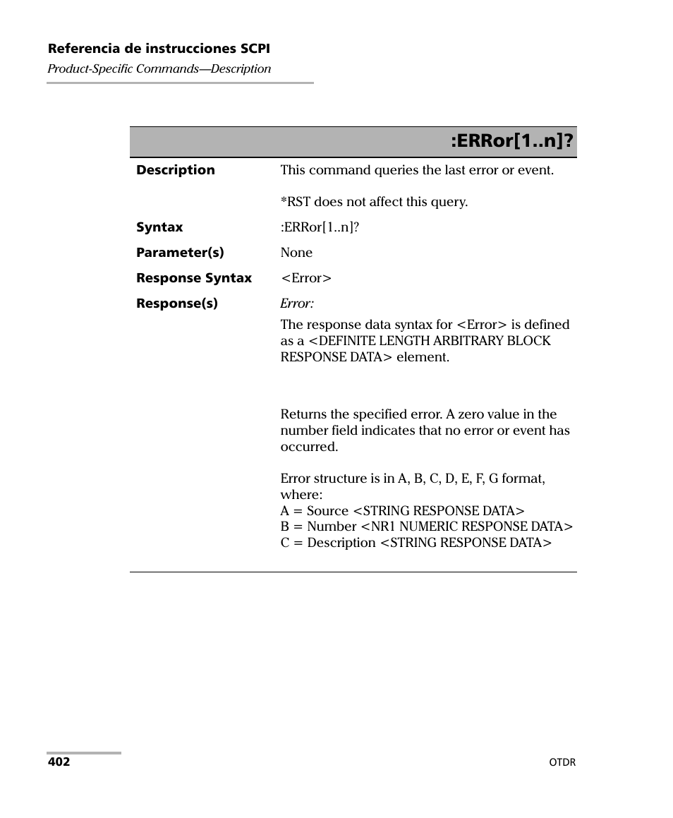 Error[1..n | EXFO FTB-7000 OTDR Series for FTB-500 User Manual | Page 416 / 489