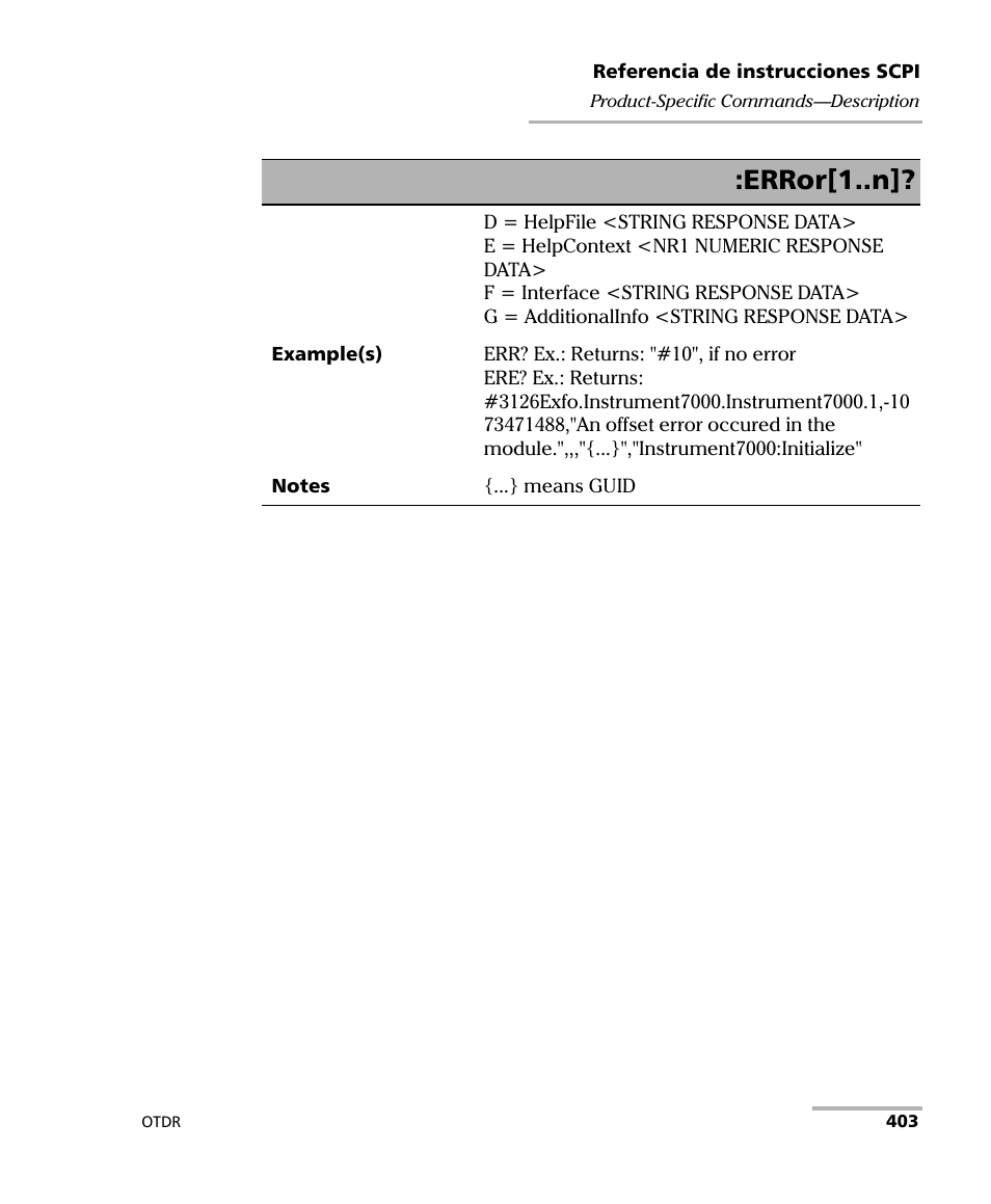 Error[1..n | EXFO FTB-7000 OTDR Series for FTB-500 User Manual | Page 417 / 489