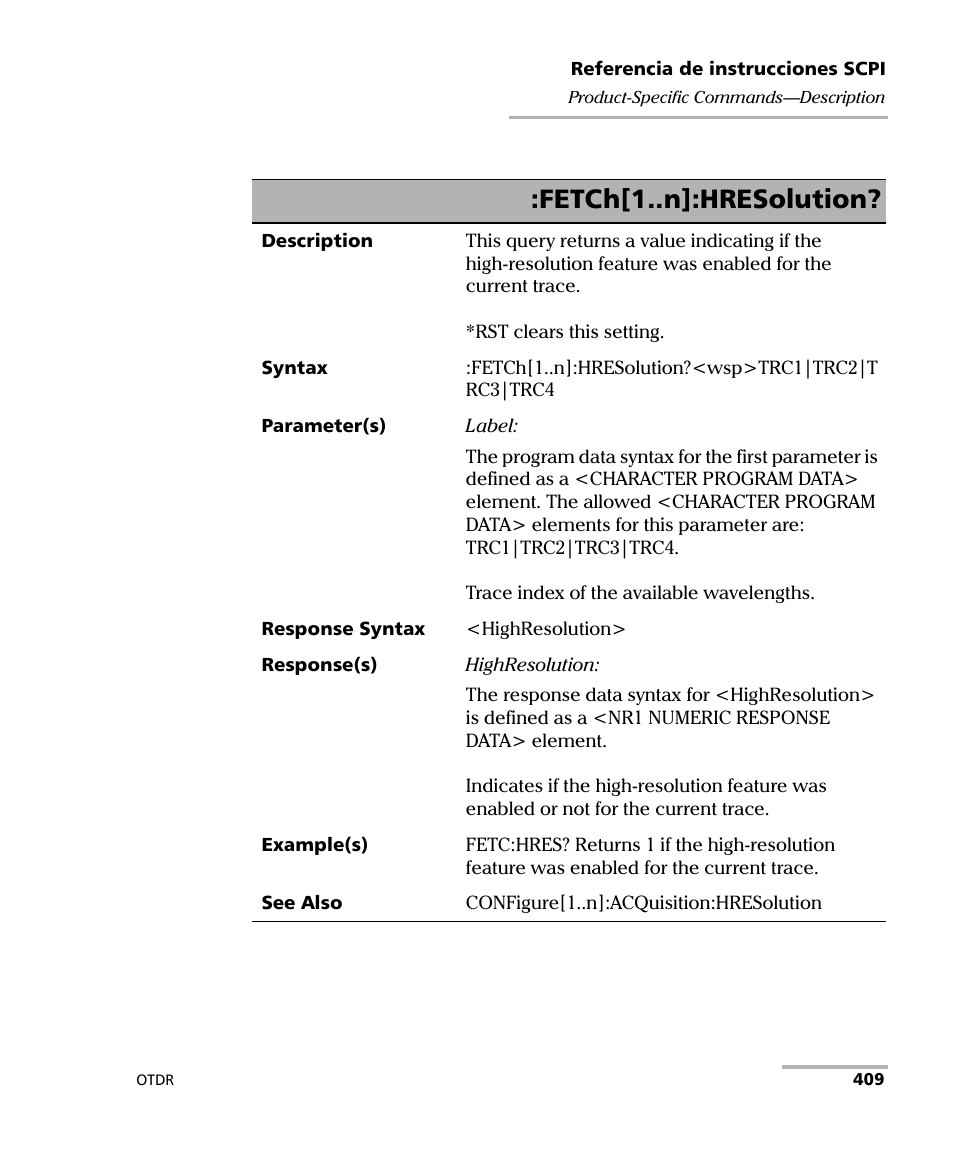 Fetch[1..n]:hresolution | EXFO FTB-7000 OTDR Series for FTB-500 User Manual | Page 423 / 489