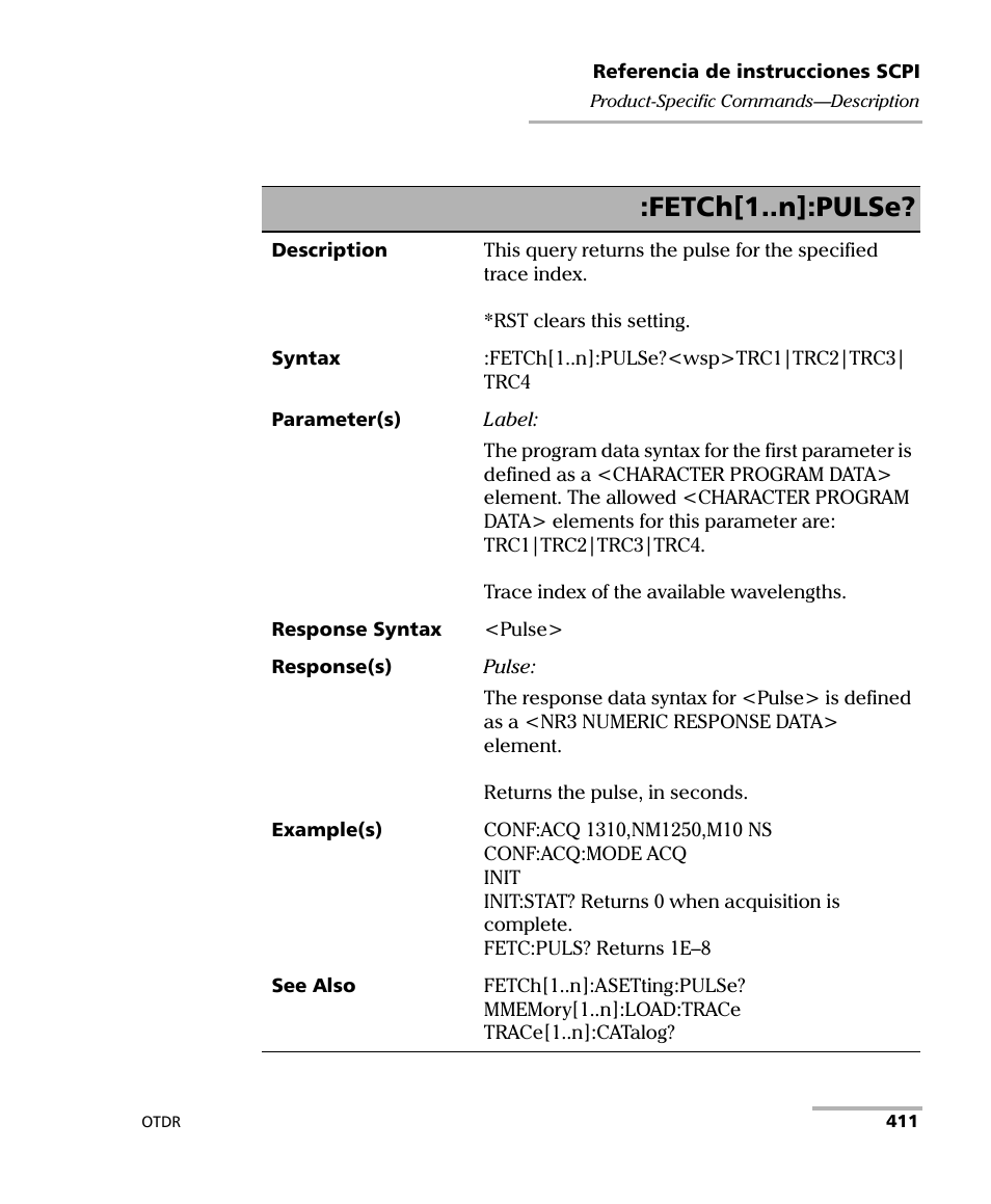 Fetch[1..n]:pulse | EXFO FTB-7000 OTDR Series for FTB-500 User Manual | Page 425 / 489