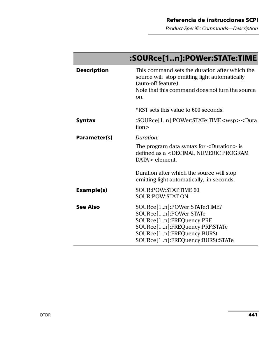 Source[1..n]:power:state:time | EXFO FTB-7000 OTDR Series for FTB-500 User Manual | Page 455 / 489