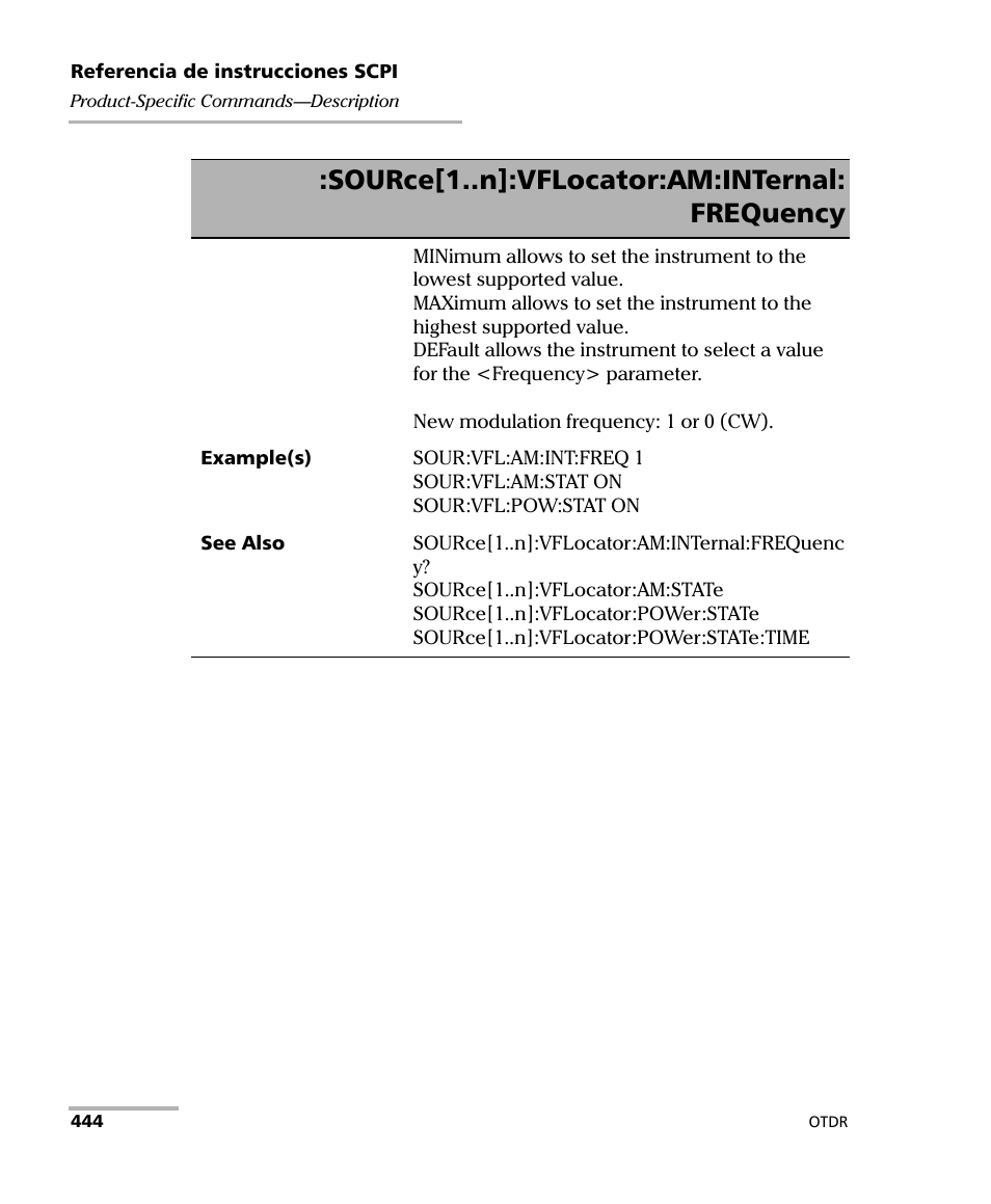 Source[1..n]:vflocator:am:internal: frequency | EXFO FTB-7000 OTDR Series for FTB-500 User Manual | Page 458 / 489