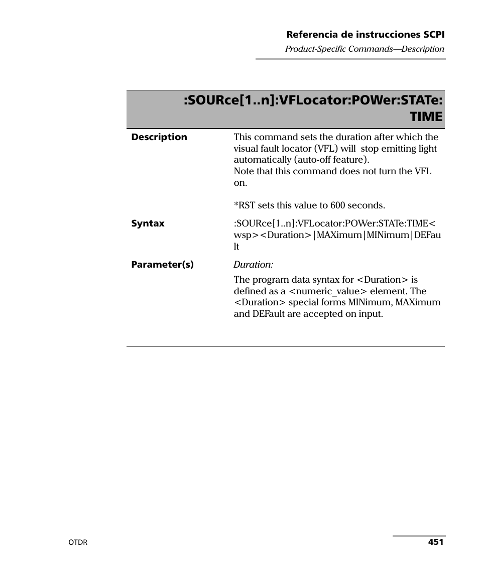 Source[1..n]:vflocator:power:state: time | EXFO FTB-7000 OTDR Series for FTB-500 User Manual | Page 465 / 489