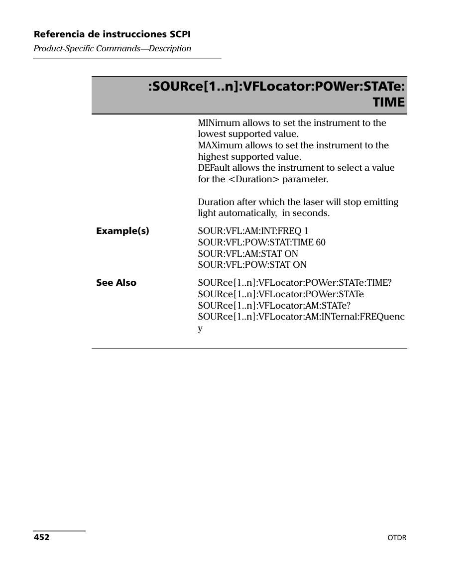 Source[1..n]:vflocator:power:state: time | EXFO FTB-7000 OTDR Series for FTB-500 User Manual | Page 466 / 489