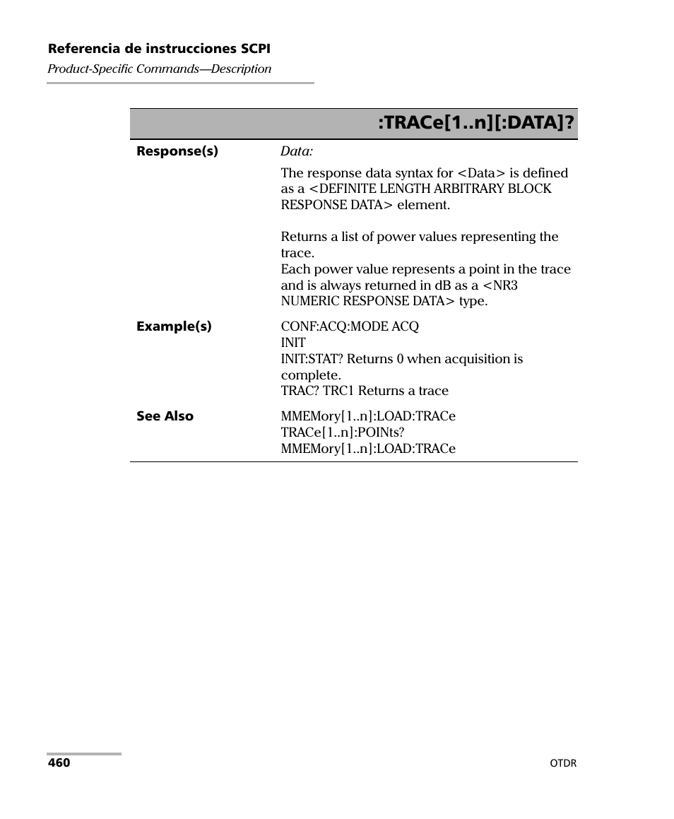 Trace[1..n][:data | EXFO FTB-7000 OTDR Series for FTB-500 User Manual | Page 474 / 489