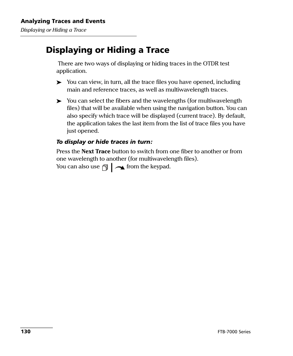 Displaying or hiding a trace | EXFO FTB-7000 OTDR for FTB-200 v2 User Manual | Page 144 / 339