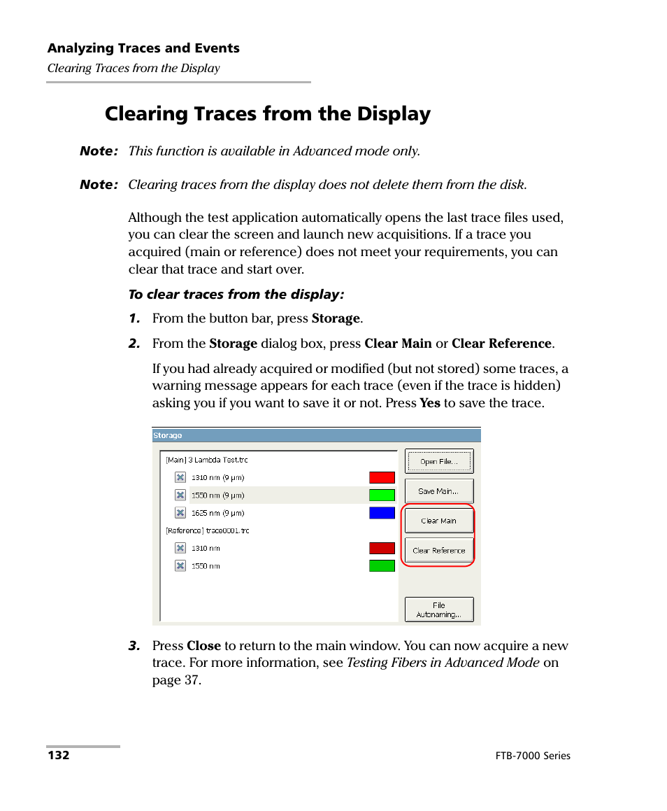 Clearing traces from the display | EXFO FTB-7000 OTDR for FTB-200 v2 User Manual | Page 146 / 339