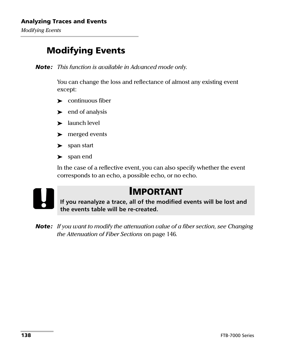 Modifying events, Mportant | EXFO FTB-7000 OTDR for FTB-200 v2 User Manual | Page 152 / 339