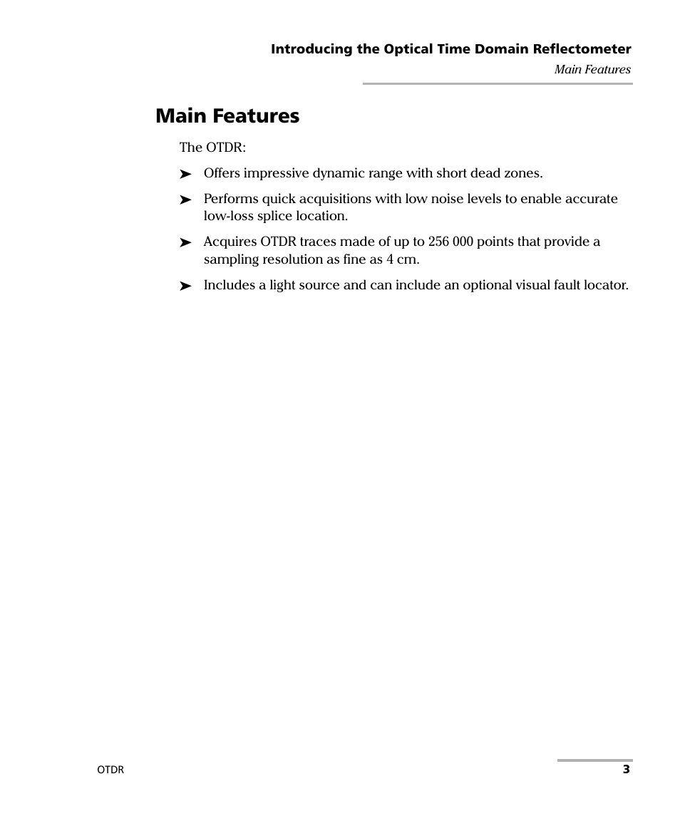 Main features | EXFO FTB-7000 OTDR for FTB-200 v2 User Manual | Page 17 / 339