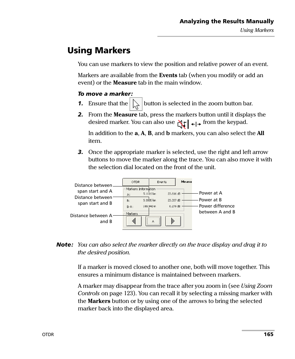 Using markers | EXFO FTB-7000 OTDR for FTB-200 v2 User Manual | Page 179 / 339