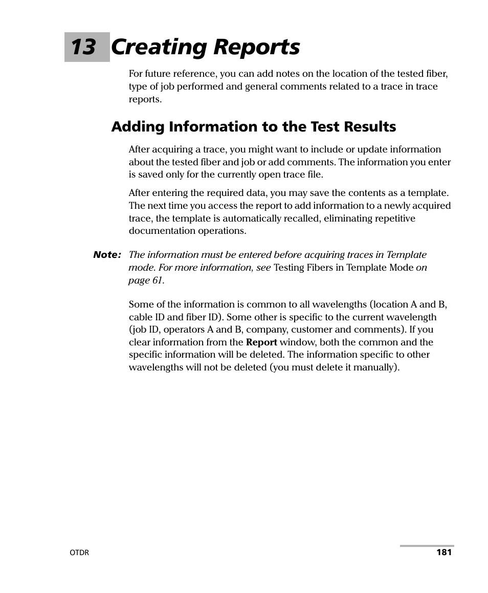 13 creating reports, Adding information to the test results | EXFO FTB-7000 OTDR for FTB-200 v2 User Manual | Page 195 / 339