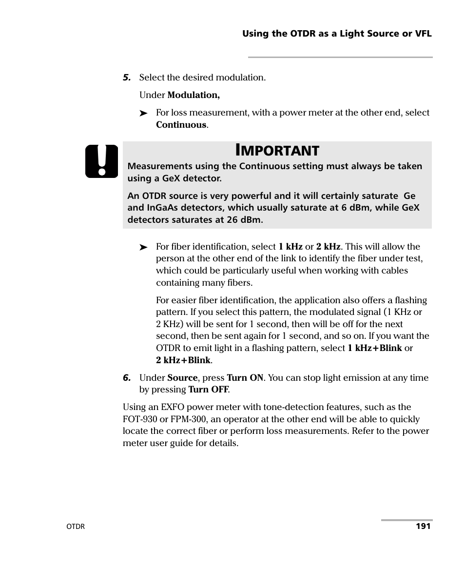 Mportant | EXFO FTB-7000 OTDR for FTB-200 v2 User Manual | Page 205 / 339