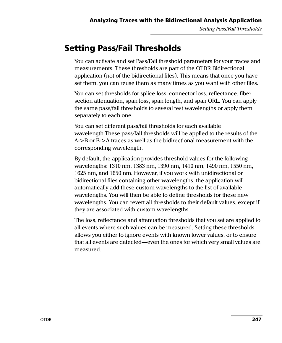 Setting pass/fail thresholds | EXFO FTB-7000 OTDR for FTB-200 v2 User Manual | Page 261 / 339