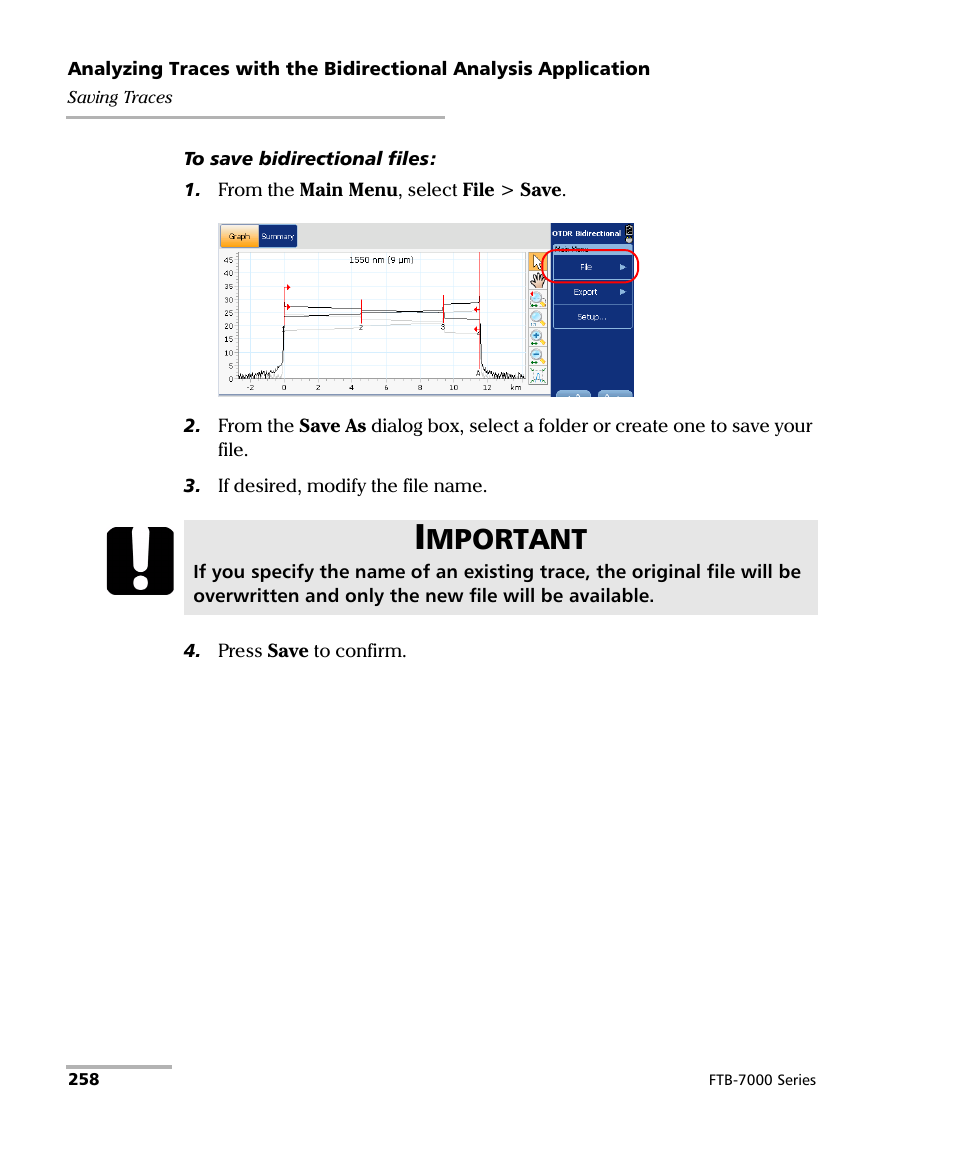 Mportant | EXFO FTB-7000 OTDR for FTB-200 v2 User Manual | Page 272 / 339