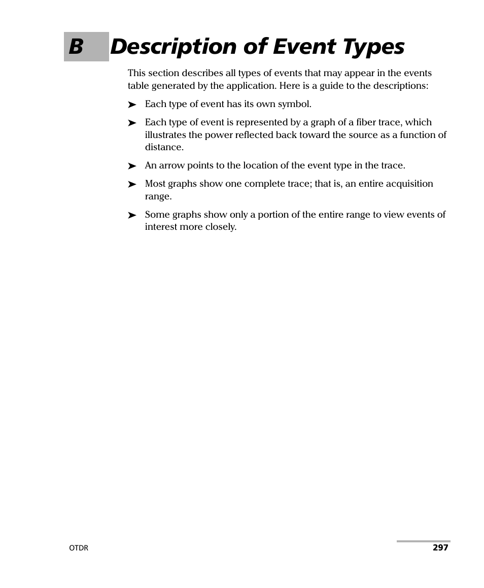 B description of event types | EXFO FTB-7000 OTDR for FTB-200 v2 User Manual | Page 311 / 339