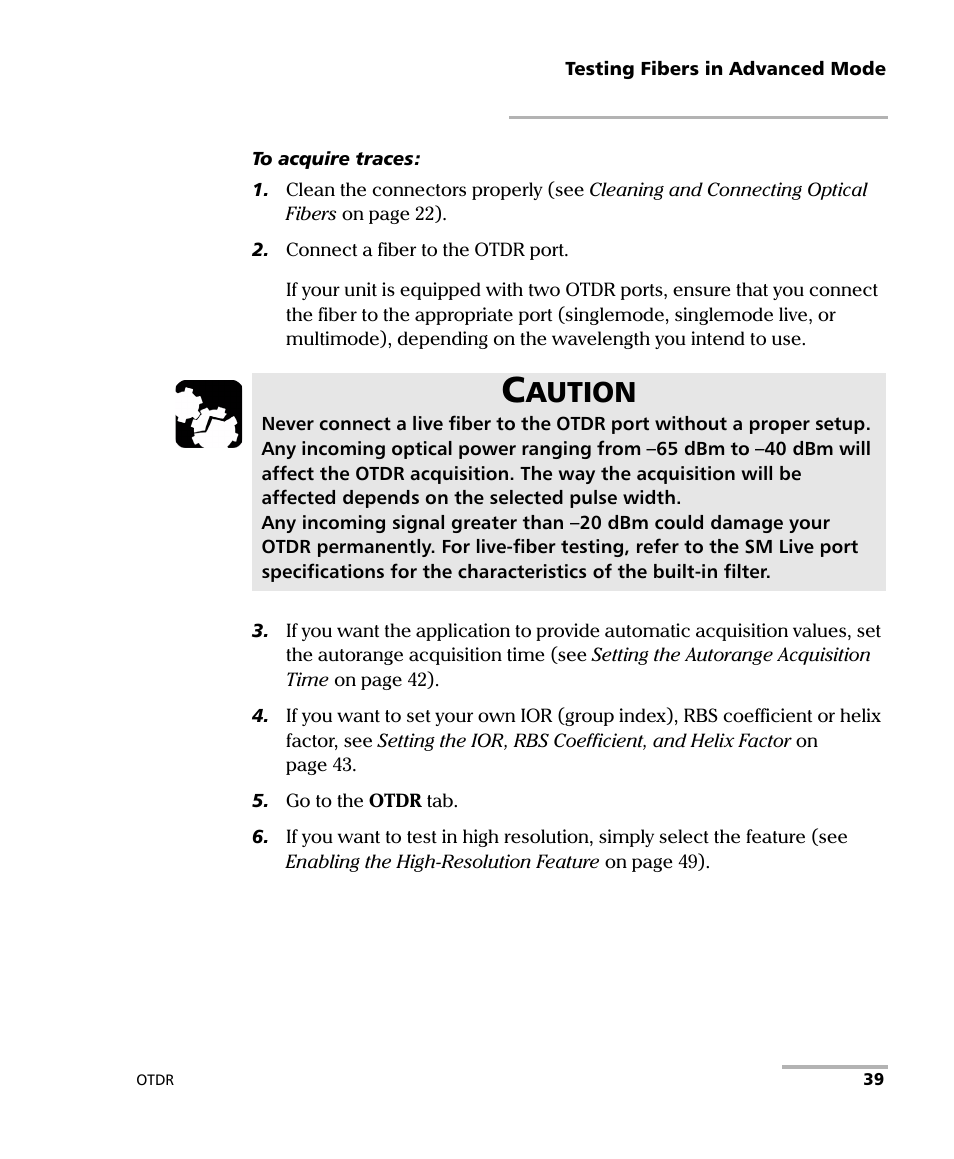 Aution | EXFO FTB-7000 OTDR for FTB-200 v2 User Manual | Page 53 / 339