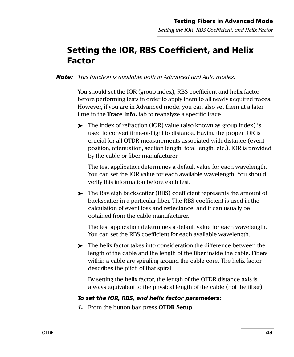 Setting the ior, rbs coefficient, and helix factor | EXFO FTB-7000 OTDR for FTB-200 v2 User Manual | Page 57 / 339