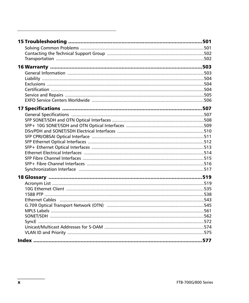 EXFO FTB-800 Series for FTB-1 User Manual | Page 10 / 621