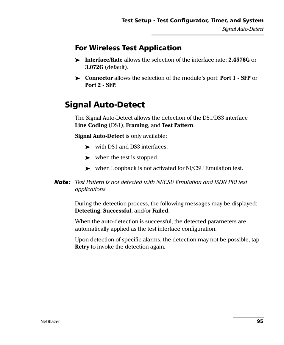Signal auto-detect, For wireless test application | EXFO FTB-800 Series for FTB-1 User Manual | Page 105 / 621