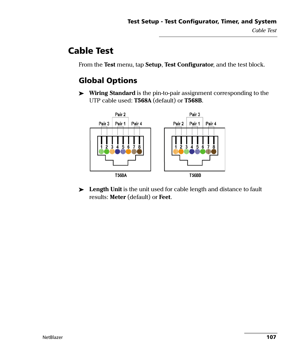 Cable test, Global options | EXFO FTB-800 Series for FTB-1 User Manual | Page 117 / 621