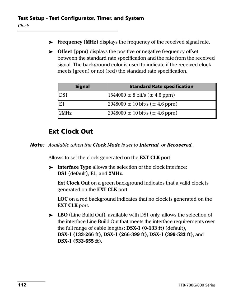 Ext clock out | EXFO FTB-800 Series for FTB-1 User Manual | Page 122 / 621