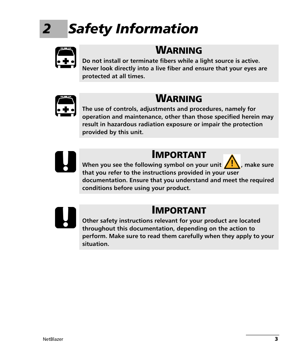 2 safety information, 2safety information | EXFO FTB-800 Series for FTB-1 User Manual | Page 13 / 621