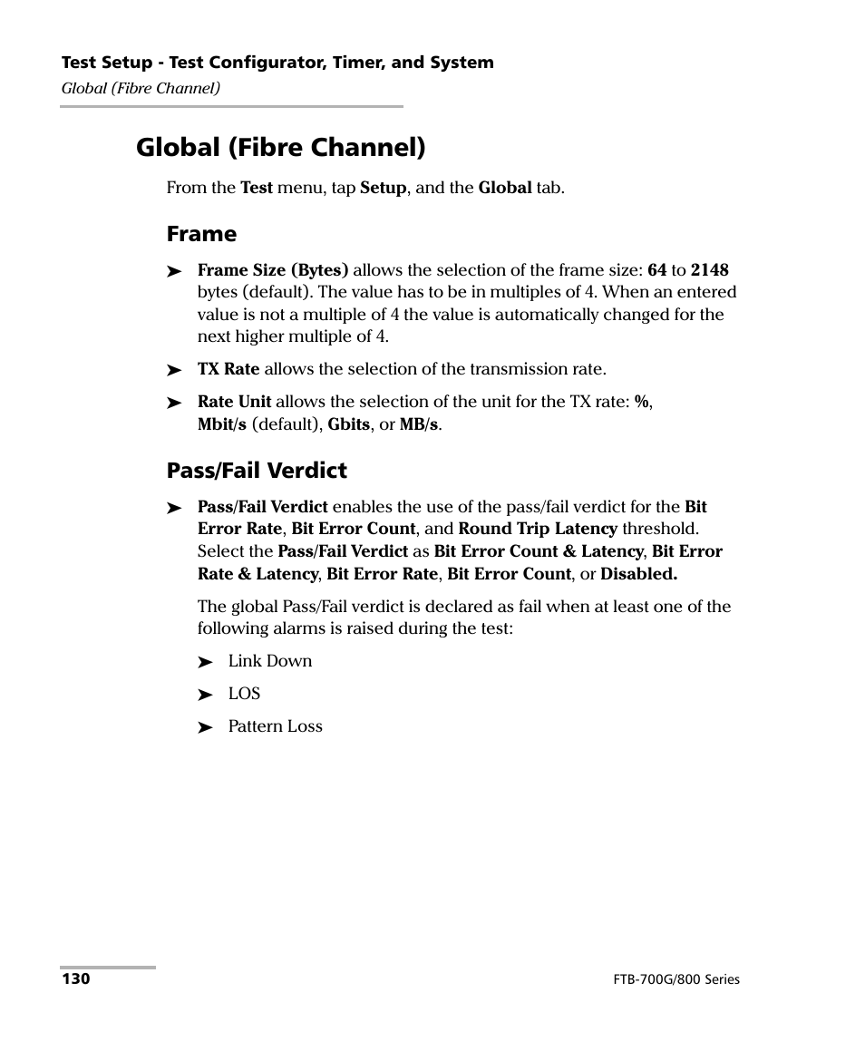Global (fibre channel), Frame, Pass/fail verdict | EXFO FTB-800 Series for FTB-1 User Manual | Page 140 / 621