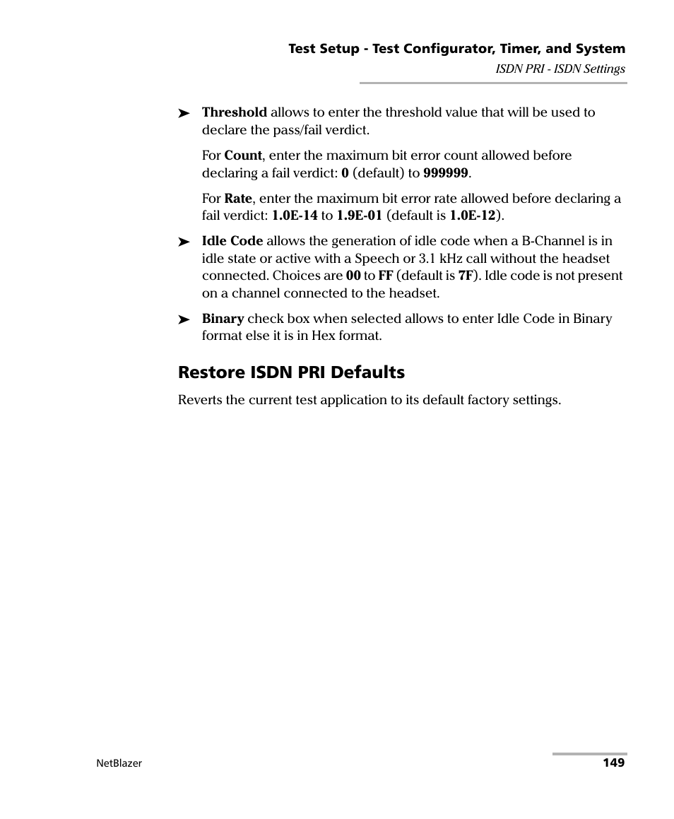 Restore isdn pri defaults | EXFO FTB-800 Series for FTB-1 User Manual | Page 159 / 621