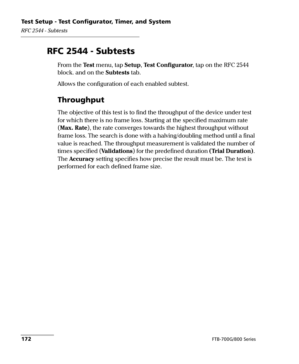 Rfc 2544 - subtests, Throughput | EXFO FTB-800 Series for FTB-1 User Manual | Page 182 / 621