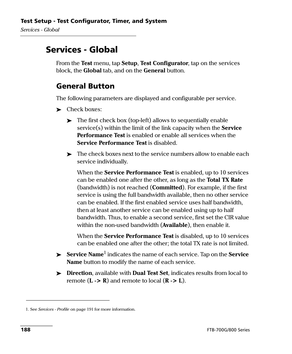 Services - global, General button | EXFO FTB-800 Series for FTB-1 User Manual | Page 198 / 621